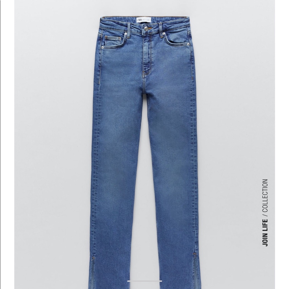 High rise split skinny jeans